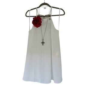 LOVERICHE White Summer Dress Size M Vacation A-line Tunic Festival Concert Beach
